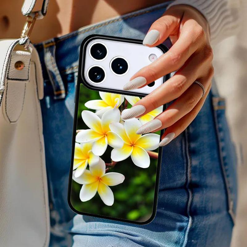 Frangipani Tropical Flowers Phone Case For iPhone 17 Air 14 15 13 12 Max Cover For Apple 14 15 16 16e 11 Pro Max Plus Coque