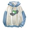 Damenmode New Stitching Cute Plus Velvet Langarm-Sweatshirt mit Kapuze