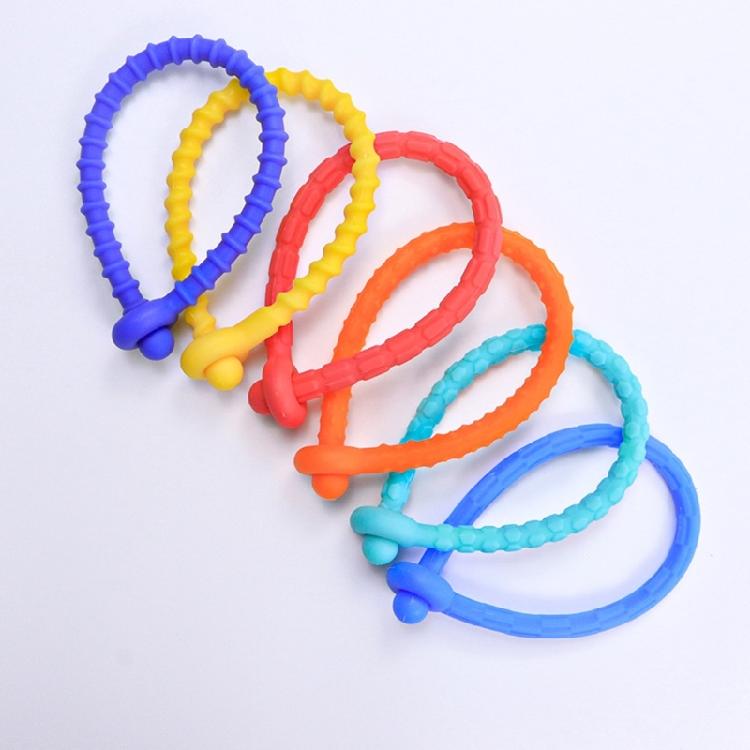 6Pieces Stretchy Silicone Bracelets Kids Sensory Toy Adjustable Textured Wristband Stress Relief Stimulation Sensory Toy