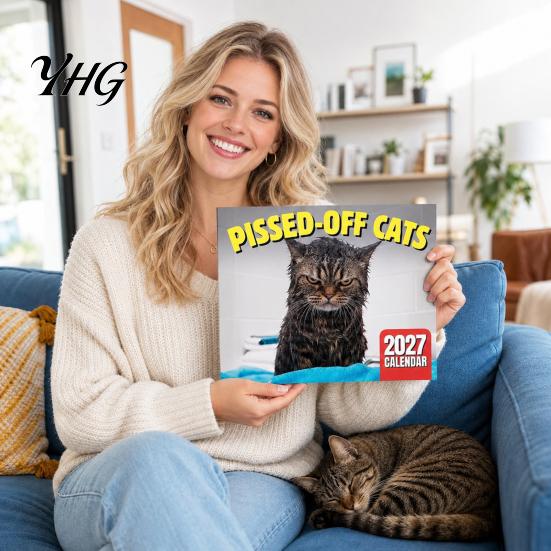 Humorous Animal Calendar 2027 Cat Wall Calendar, January - December 2027, Funny Office with Photos 12 Months Hanging Planner for Home Decor