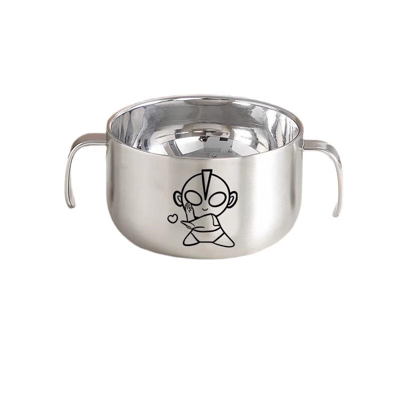 

ZISIZ 304 Stainless Steel Kids Double Handle Bowl