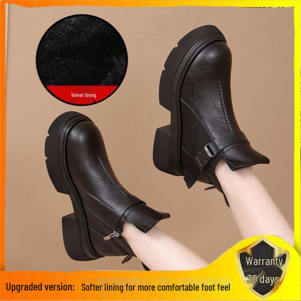 Dámské 2025 Britské Chelsea boty na silné podrážce - Podzim/Zima Retro Kulatá špička Kotníkové boty