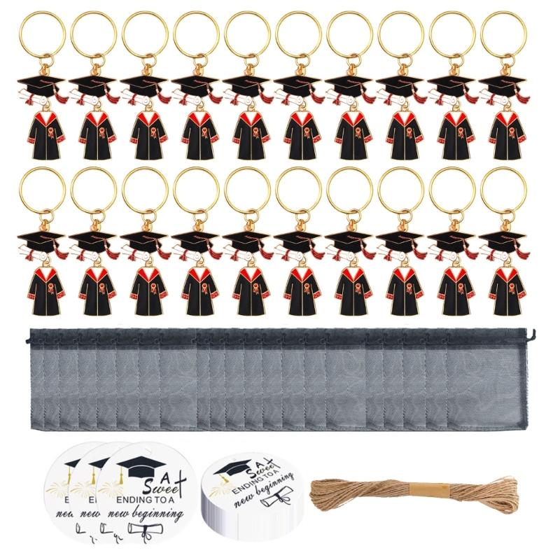 

Pack of 20 Graduation Keychain with Gift Labels and Mesh Bags Hemps Ropes Graduate Souvenir for Students Teachers 1