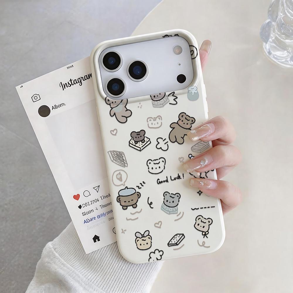 Cartoon Bear Soft Phone Case For Iphone 12 13 14 Plus 15 17 16 Pro Max 11 17Air Coque Funda Coque Phone Cover