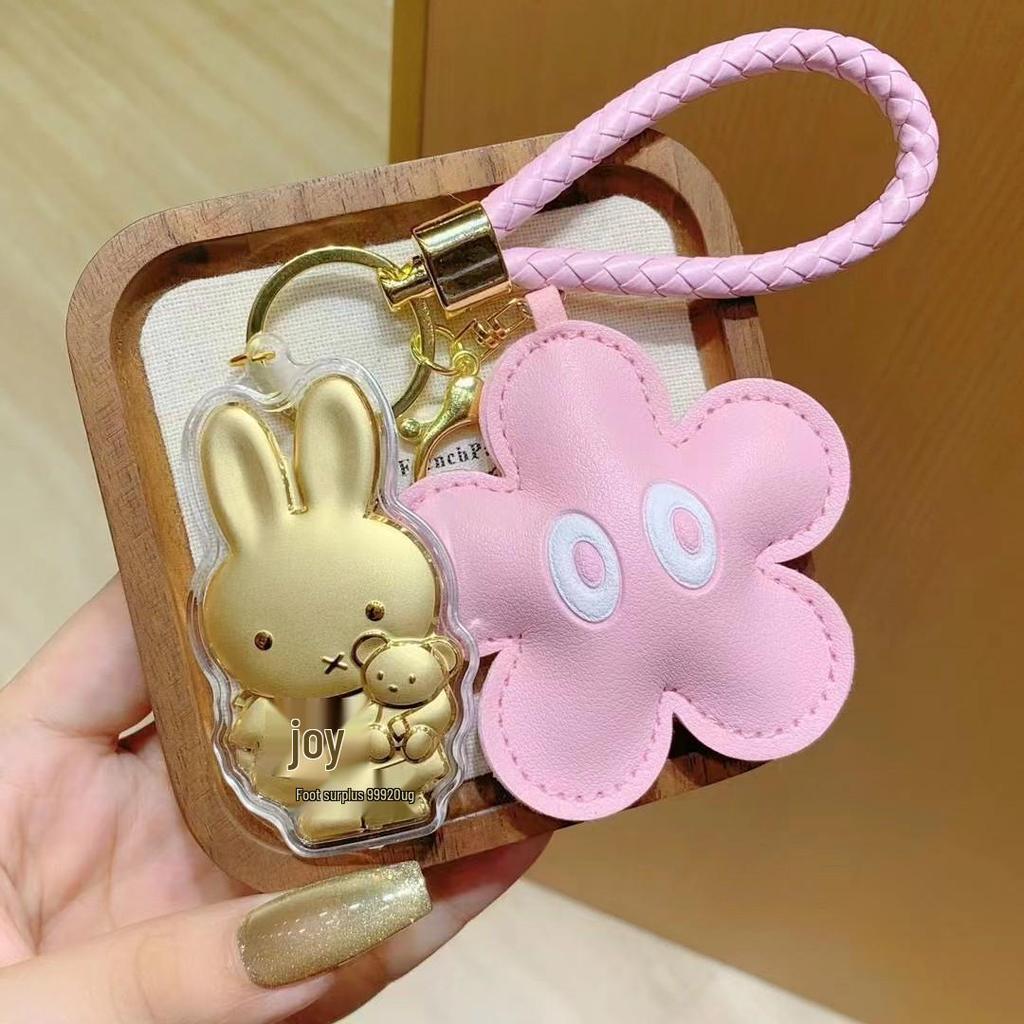 999 Fine Gold Miffy Rabbit Pendant Keychain - Year of the Horse Gift for Mobile Phones, Live Streaming & Traffic Generation