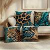 Pc Teal Leopard Print Throw Pillow Cover D DoubleSided Print Soft Polyester Cushion Case for Home Sofa Bedroom Car Decor
