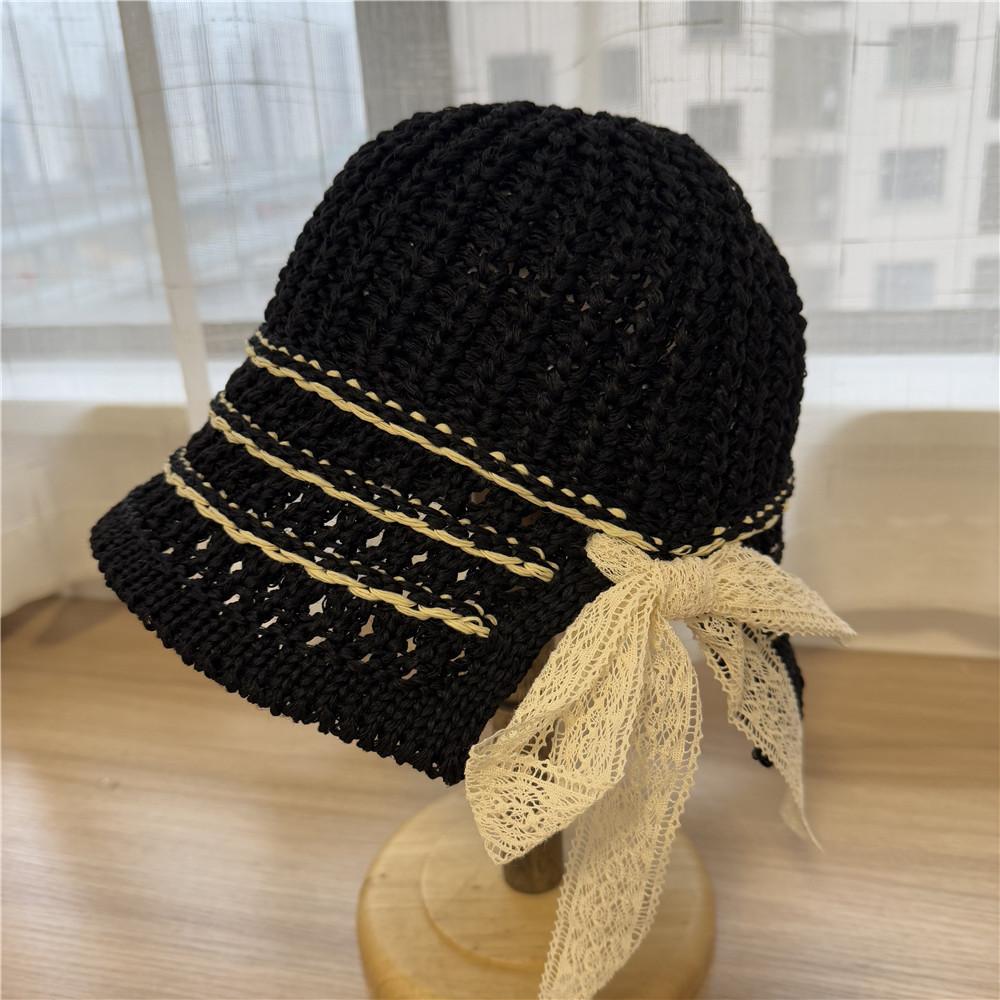 

Тонкая плетеная темпераментная модная шляпа-ведро женская весенне-летняя для маленького лица, повседневная, универсальная, с солнцезащитным козырьком Adult average size чёрный