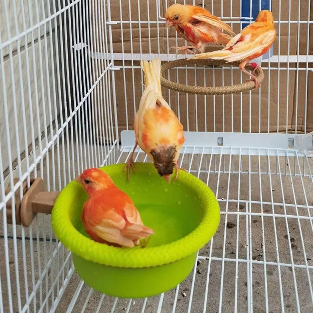 Anti-Splash Parrot Water Bowl Removable Pet Feeder Ledge Bird Cage Bath Tub  Aviary
