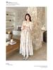 Elegant French Chic Floral Long Dress - Romantic Spring Style with Large Hem