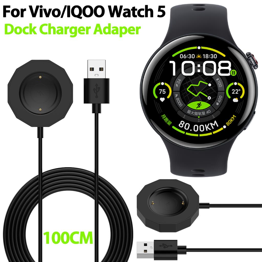For Vivo Watch 5 IQOO Watch 5 Smart Watch Dock Charger Adapter USB Charging Cable Power Wire (100CM) Smart Watch Charger