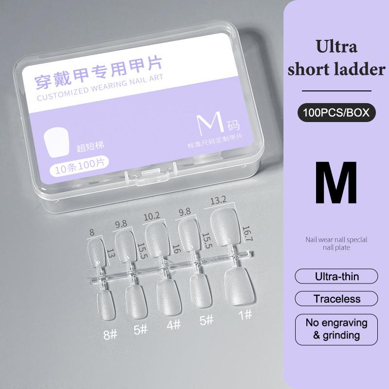 100Pcs/Box Xs/S/M Fake Nails No Polishing No Trace Press On Nails Clear Artificial Thin Nail Tips For Nail Extension Home Diy