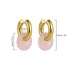 Stainless steel 18K gold colored natural stone earrings, Guofeng new Chinese round earrings, ear buckle ear jewelry