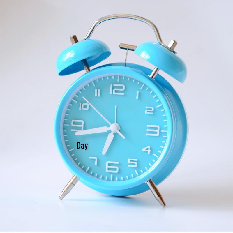 4-inch Silent Metal Alarm Clock with 3D Numbers for Dormitory or Bedside Use 4-inch синий