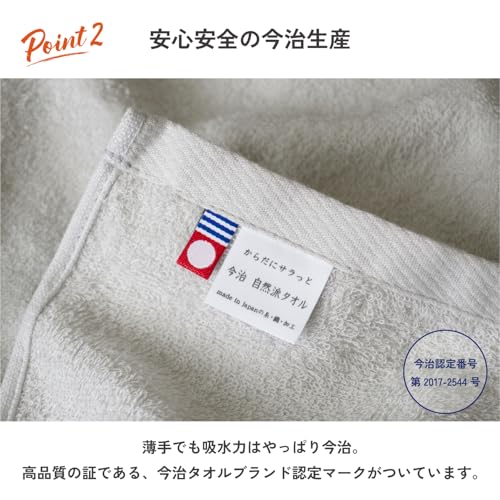 oruTa Imabari Face Towels, Set of 4, Thin, Quick-Drying, Compact, 200 Momme, Made in Japan, Natural, Sports, Hand Washing, Bath, 100% Cotton, Gray