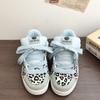 2 new original ice blue leopard print platform bread shoes versatile retro student casual board shoes women