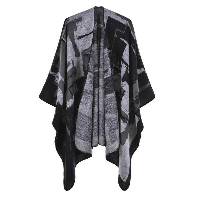 Women's scarf shawl creative new fashion imitation cashmere jacquard split fork thickened large cape air conditioner warm shawl
