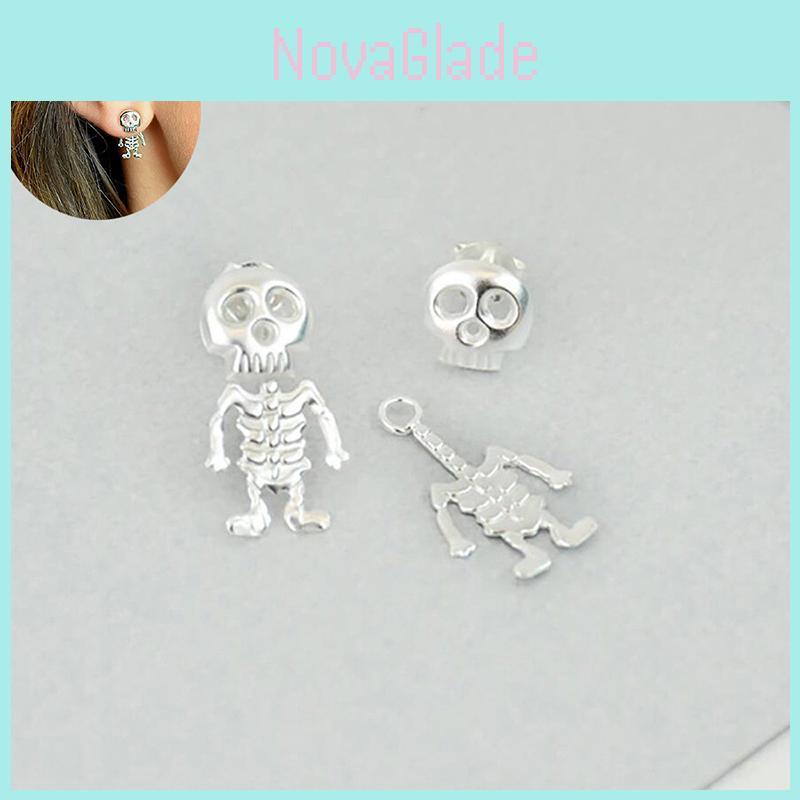 Stylish Punk Skull Stud Earrings Unisex Geometric Design Alloy Material