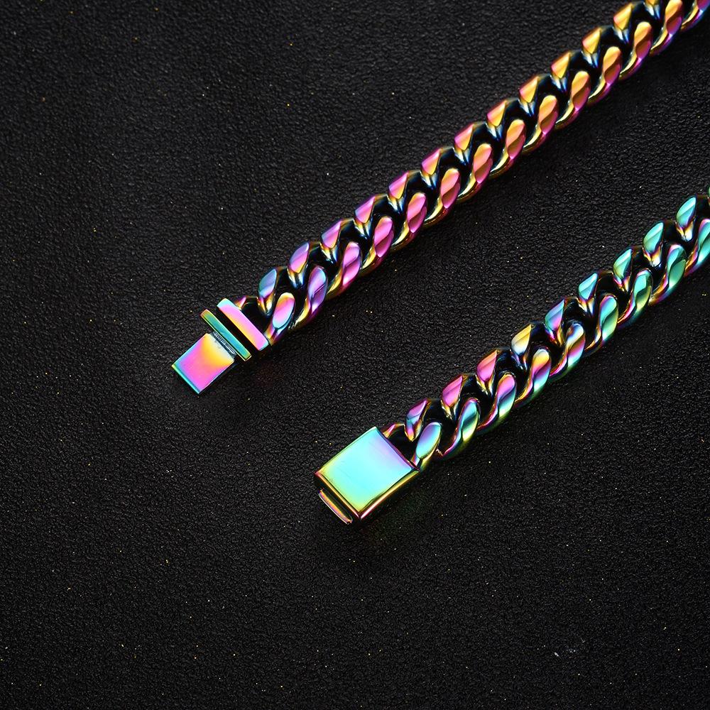 

Европа и Соединенные Штаты 12 мм хип-хоп глянцевая пряжка из нержавеющей стали кубинская цепочка мода Tide бренд титановая сталь мужское ожерелье ювелирные изделия 75cm