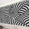 Stereo Spiral Tapestry Wall Hanging Black White Stripe Optical Illusion Hypnosis Art Fabric Poster For Living Room Bedroom Home