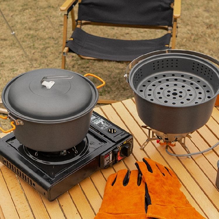 Aluminum Hanging Pots, 2-4 Person Camping Pots with Lid, Lightweight Outdoor Cooking Pots Cookware for Hiking Picnics