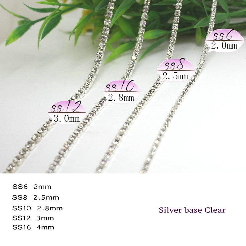SS6 - SS16 Glitter Sew - On Rhinestone Cup Chain Crystal Cup Chain Rhinestone Trimming for Decoration