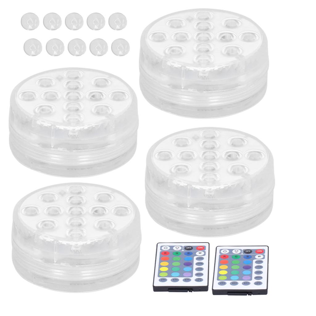 4PCS 16 Color LED Submersible Light with Magnet Suction Cup for Pool Fish Tank Fountain Party