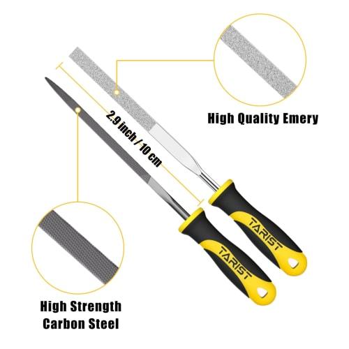 TARIST 12-Piece File Set with Storage Bag, Includes Metalworking Files and Diamond Files, Flat, Round, Half-Round, Triangular, Square, and Spear-Shape