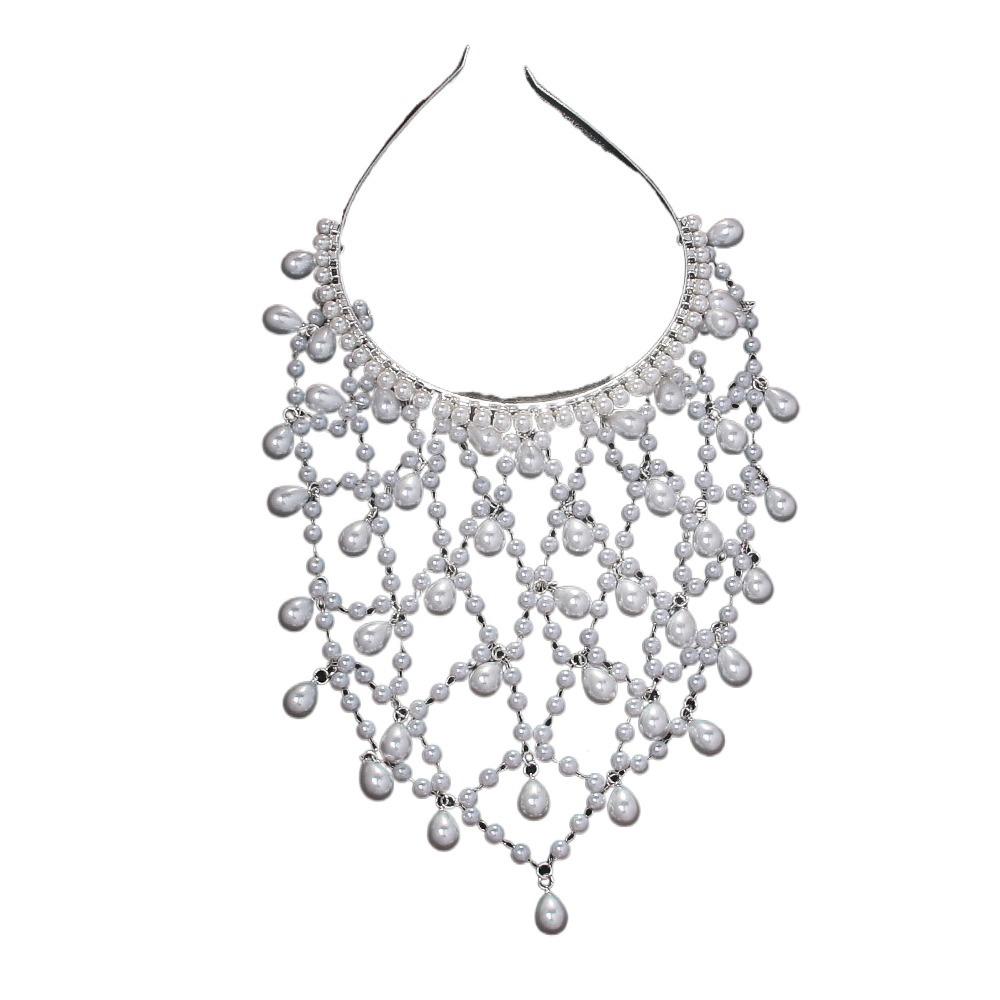 

Корона для бар-мицвы Сетка Ободок для волос Стразы Тиары для невесты Жемчужный Ободок для волос принцессы Подарок для девочек серебряный