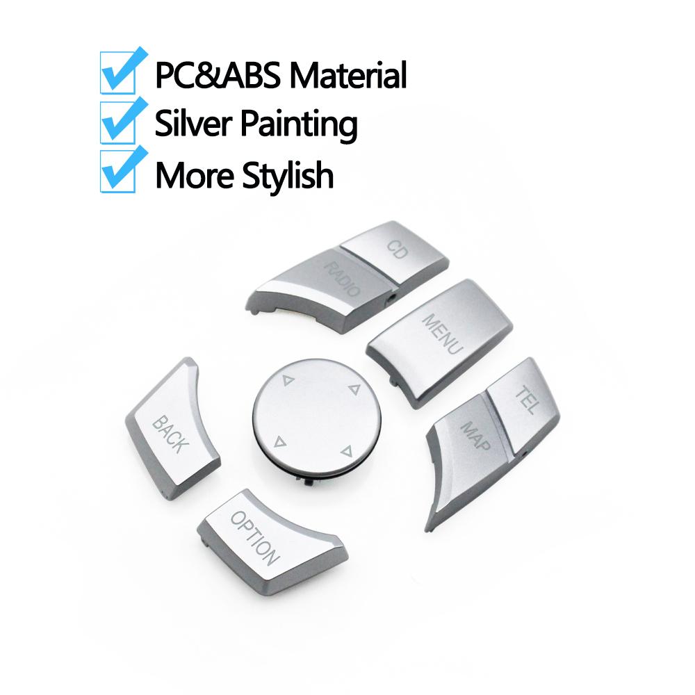 Ασημί Αυτοκίνητο CIC IDrive Κάλυμμα Κουμπιού Ελέγχου Πολυμέσων Για BMW Σειρές 1 3 5 6 7 X3 X4 X5 X6 F20 F21 F30 F31 F07 F10 F11 F06