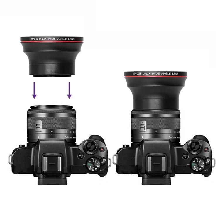 49/52/55/58mm Professional Wide Angle Lens Macro Portion 0.43x for Photography