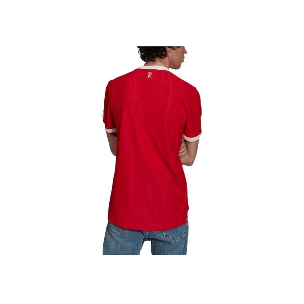 adidas Manchester United 1 Letter Print T-Shirt Short Sleeve Jersey Player Home Men Tops Red H31090