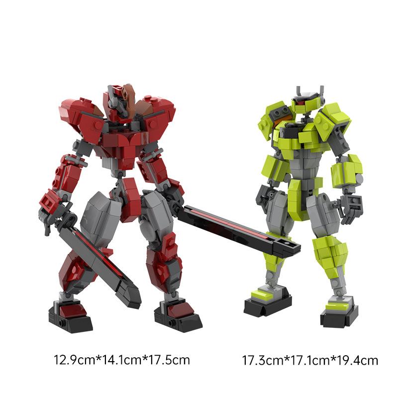 War RED Green Robot Spector Mech Building Block Assembly Model Robot Creative Desktop Decor Building Brick Toys for Collection
