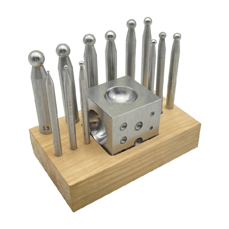 

14 Pieces Metal Forming Tool Kit Dapping Doming Punch Block Great for Shaping 1