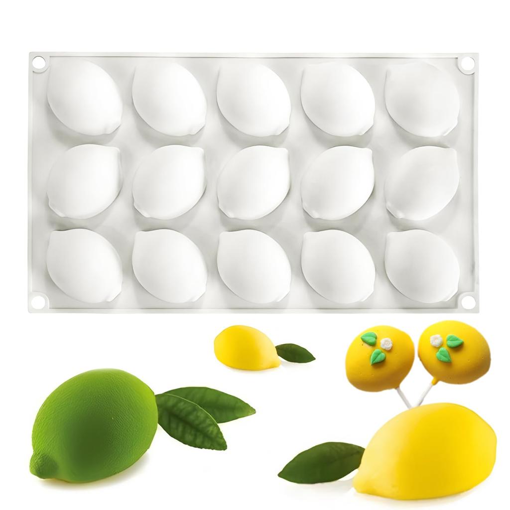 Frische Zitronenform aus Silikon mit 15 Mulden, weiß