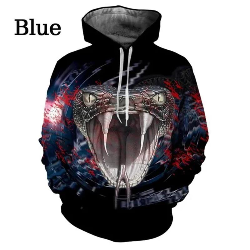 Fashion Men's Women 3d Snake Print Hoodie Personality Creative Snake Print Long Sleeve Top Hoodies Women Streetwear Hoodies