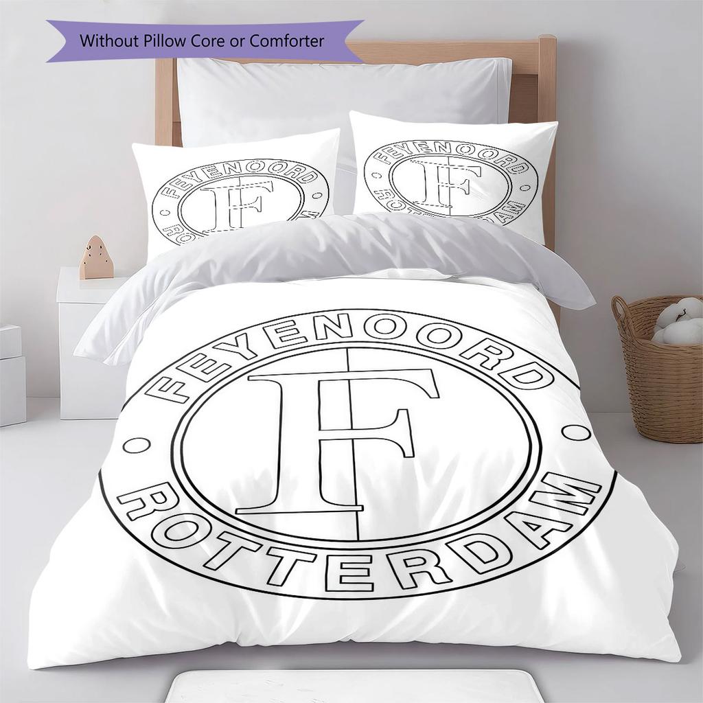 Biancheria da letto con motivo Feyenoord Decorazione per la casa Regalo di compleanno ( 1 copripiumino + 2 federe, senza imbottitura),merchandising per fan.