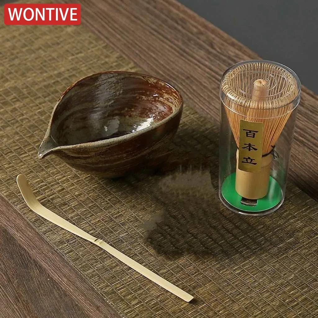 3/4pcs Handmade Home Easy Clean Matcha Tea Set Tool Stand Kit Bowl Whisk Scoop Gift Ceremony Traditional Japanese Accessories
