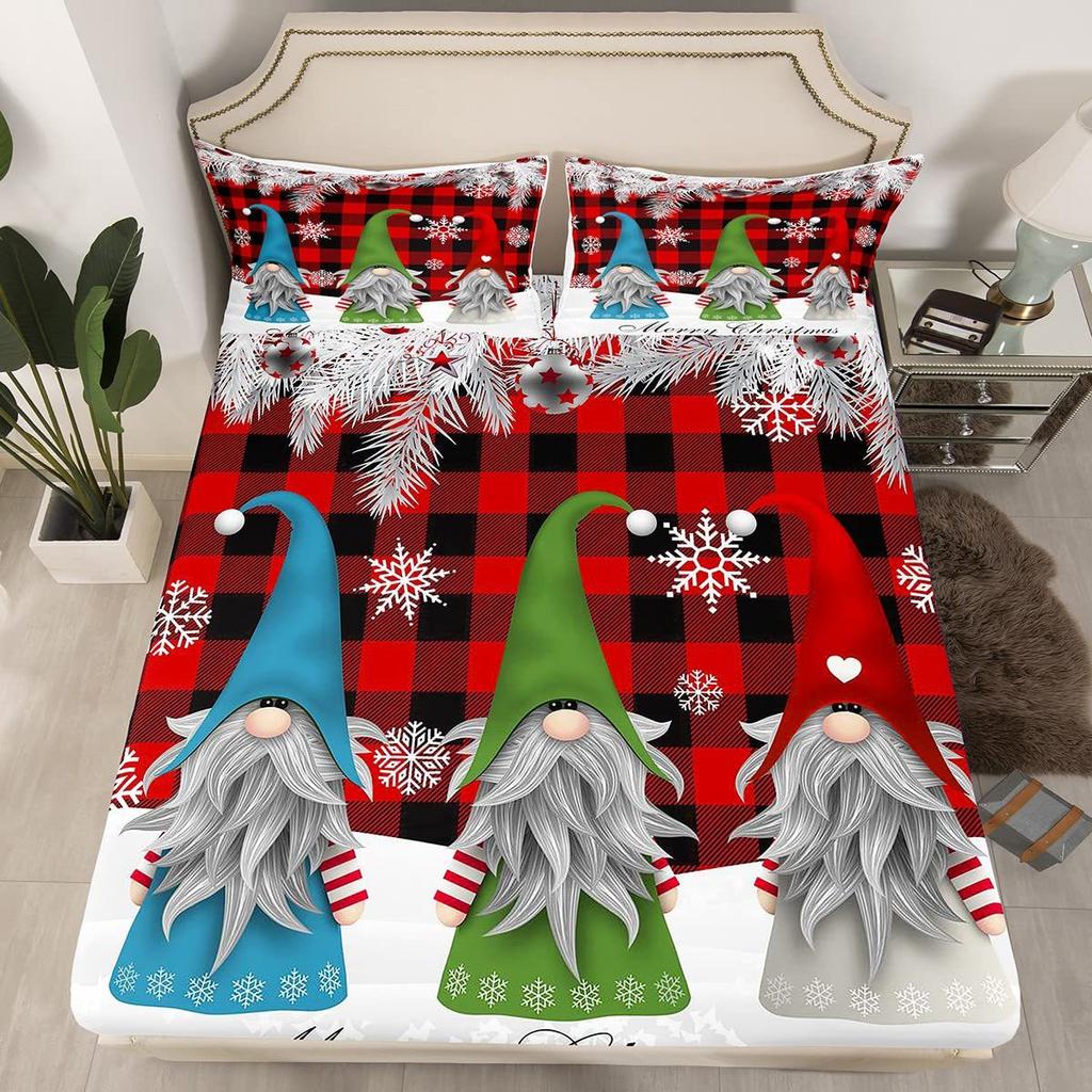 Christmas-Themed Pattern Mattress Three-Piece Digital Printing Mattress Bedding Set Adult Children
