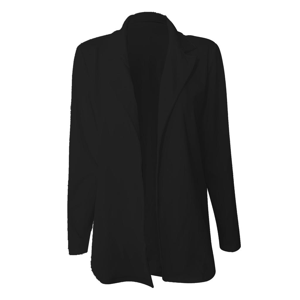 Cappotto da donna in camicetta a maniche lunghe con cardigan aperto sul davanti solido e formale