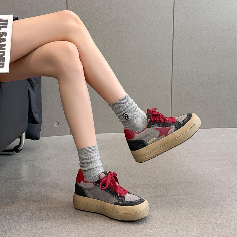 Grape Mother, the Same Invisible Inner Height-increasing Women's Shoes, Thick-soled Forrest Gump Training Shoes, Old Stars, Small Dirty Shoes, C