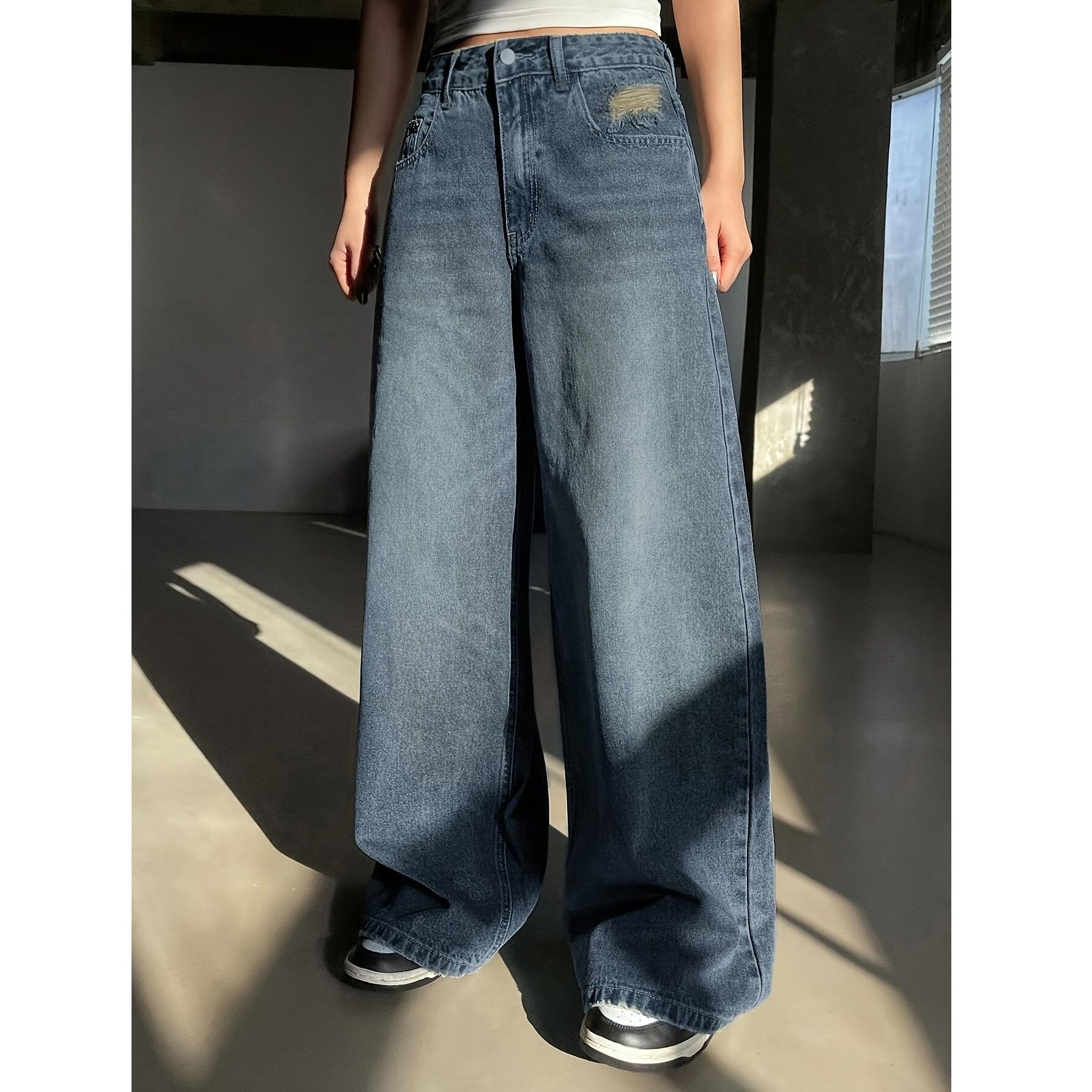 Cross Europe Water-Washed Elastic Denim Pants: Casual Loose Fit Plus Size Women s Fashion XL