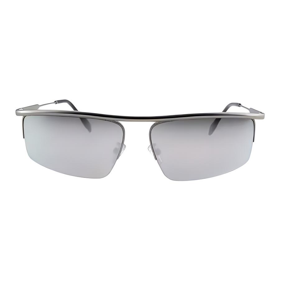 Fendi Half Frame Design Metal Rectangular Sunglasses Men Sunglasses Silver FE40141U-6017C