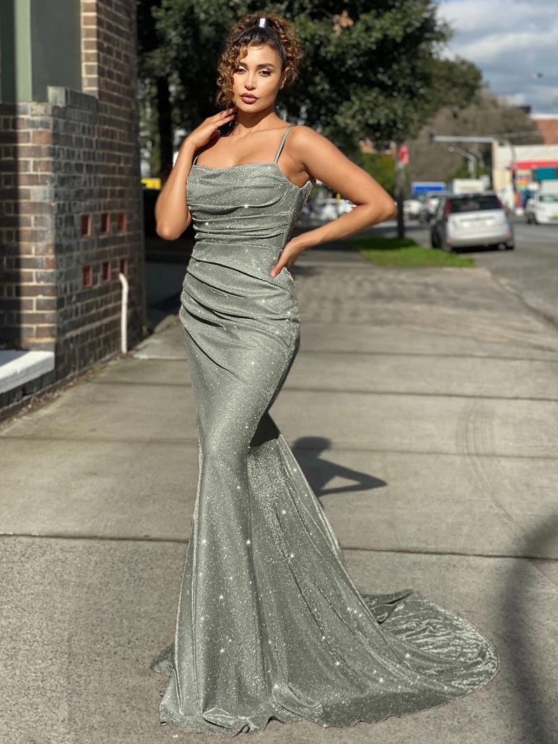 

2025 новая женская одежда новое платье без рукавов на подтяжках облегающее платье XL серебряный серый