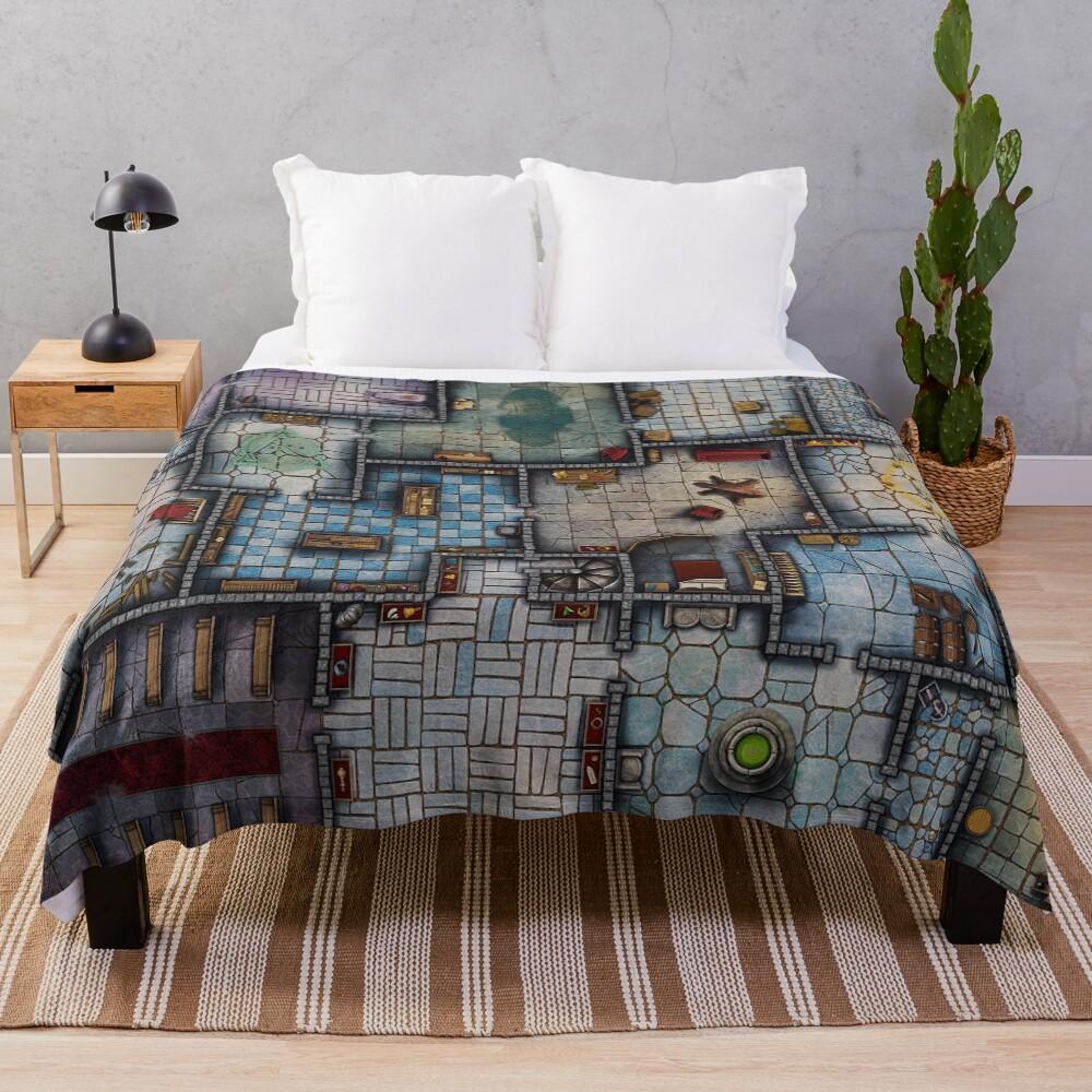 Dungeon Delve Adventure Fantasy RPG Map Throw Blanket