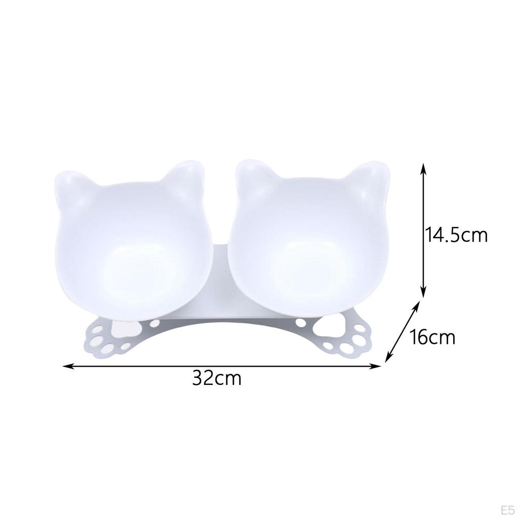 Cat Elevated Double Bowls Raised Pet Feeder Removable Portable Tilted Water Dispenser Supplies