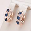 Boucles d'oreilles de luxe pendantes en zircon naturel bleu pour femmes Mode Boucles d'oreilles couleur or rose Bijoux fins quotidiens Cadeaux de Noël