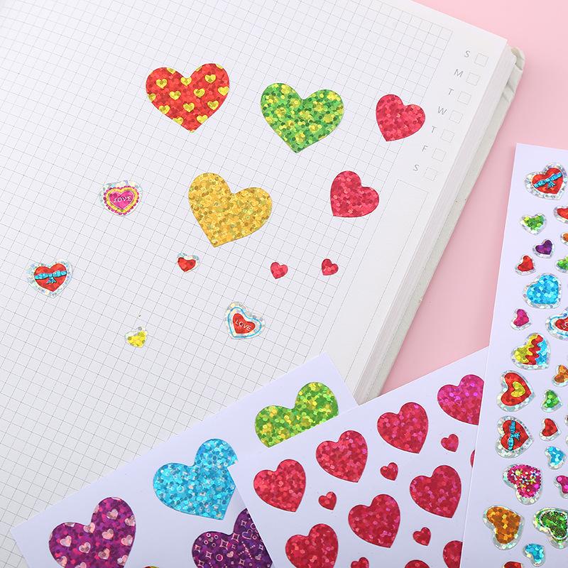 Children Stationery Stickers Laser Star Heart Dots Self-adhesive Adhesive Decoration Accessories DIY Stickers Handicrafts TMZ