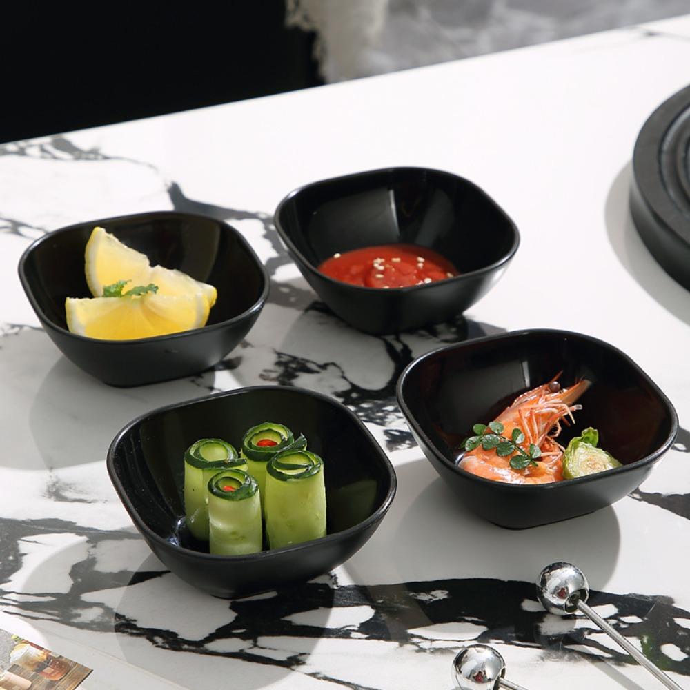 10 Piece Flower/Square Seasoning Dish Black Snack Bowl Kitchen Tableware Appetizer Dish  Restaurant
