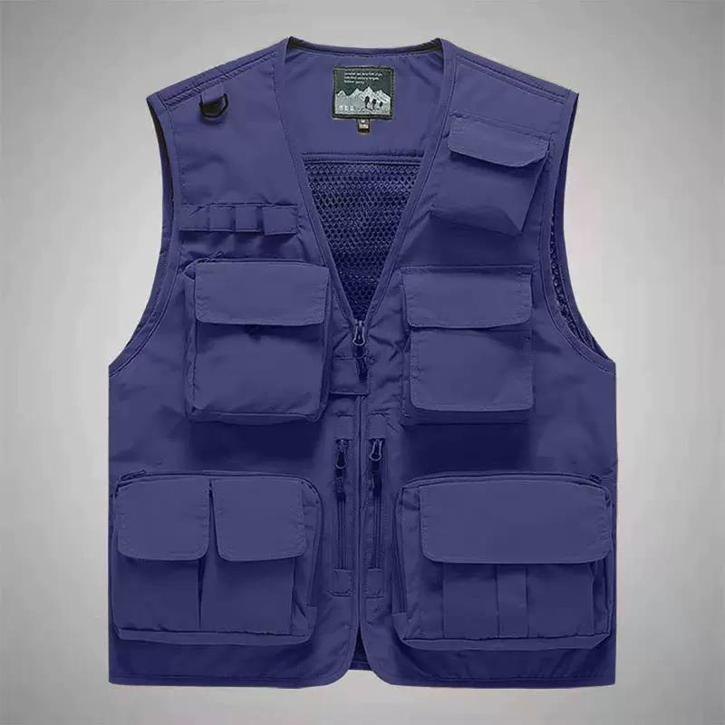 Men's Casual Outdoor Unloadable Multifunctional Reporter Travel Photography Mesh Quick Drying Fishing Vest Men