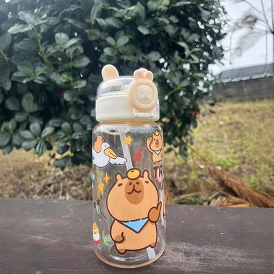 Kreslená kapybara 500 ml přenosná velkokapacitní láhev na vodu sportovní kelímky se slámkou studentské plastové kelímky na vodu láhev na vodu